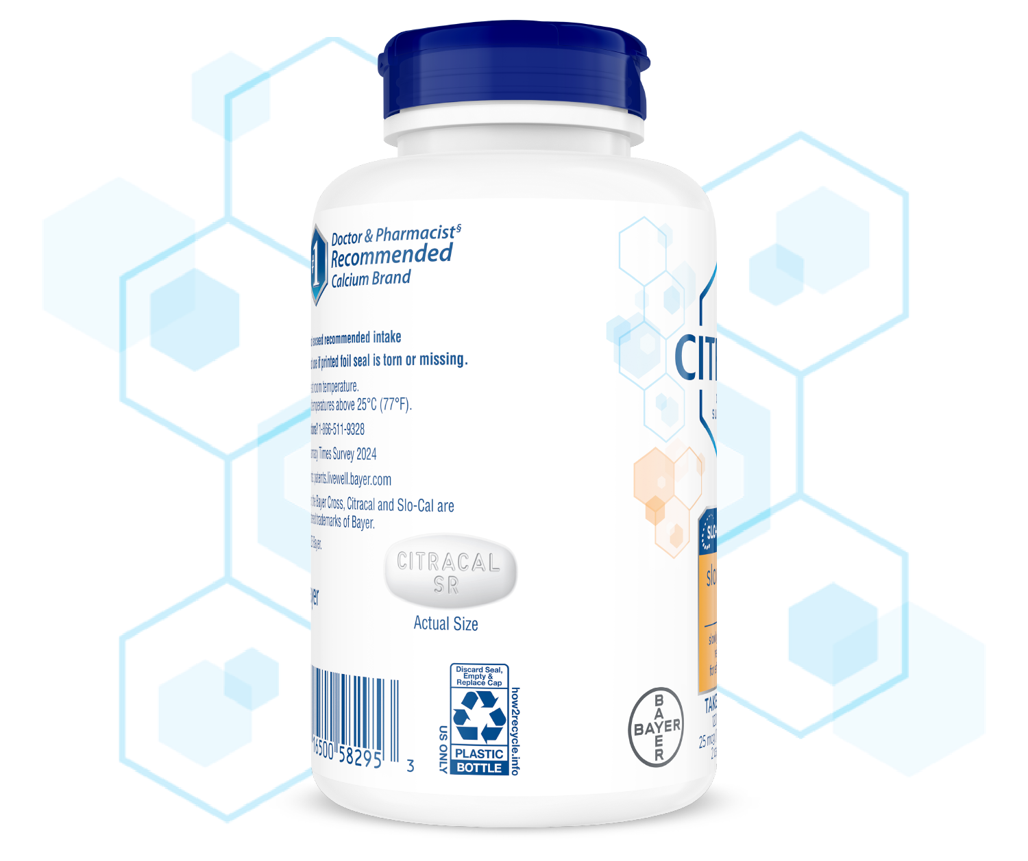 Left side of Citracal® Slow Release 1200 bottle.